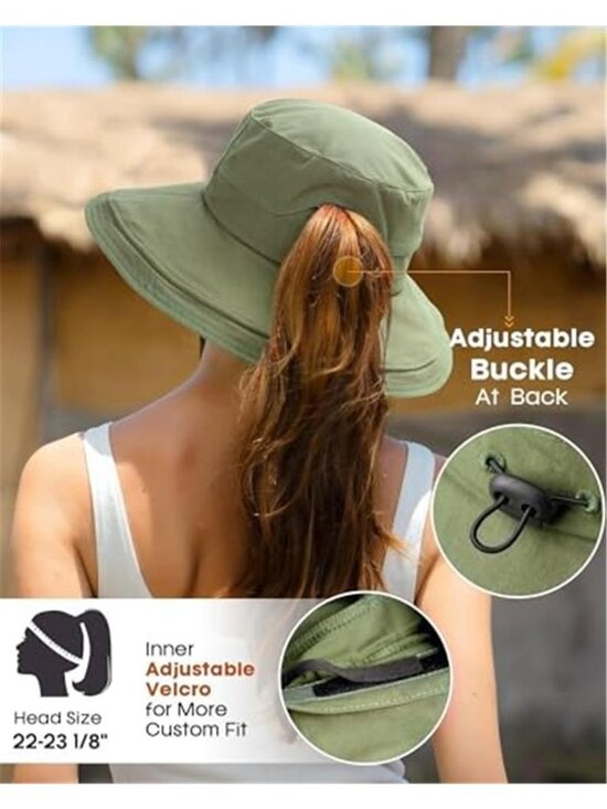 Sun Hats for Women Gardening Hat Wide Brim Ponytail Beach Sun Protection main image 6